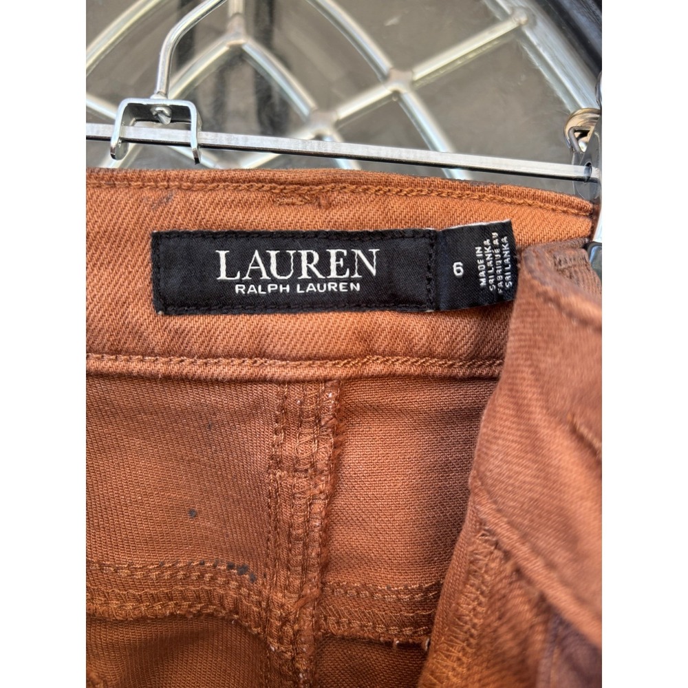 Black Label Lauren Ralph Lauren Coated Skinny Jeans Women's 6 Brown Pants - Picture 3 of 14